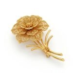 21K Gold Floral Brooch - Image 7