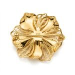 21K Gold Floral Brooch - Image 6