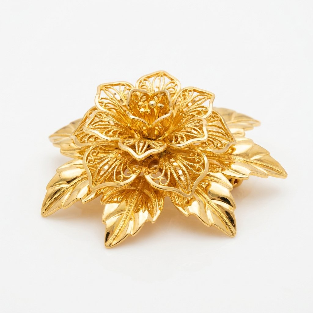 Gold_floral_brooch_luxury_jewelry_202607291058 21K Gold Floral Brooch - Image 1