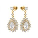 Gold Plated Crystal Drop Earrings - Image 5