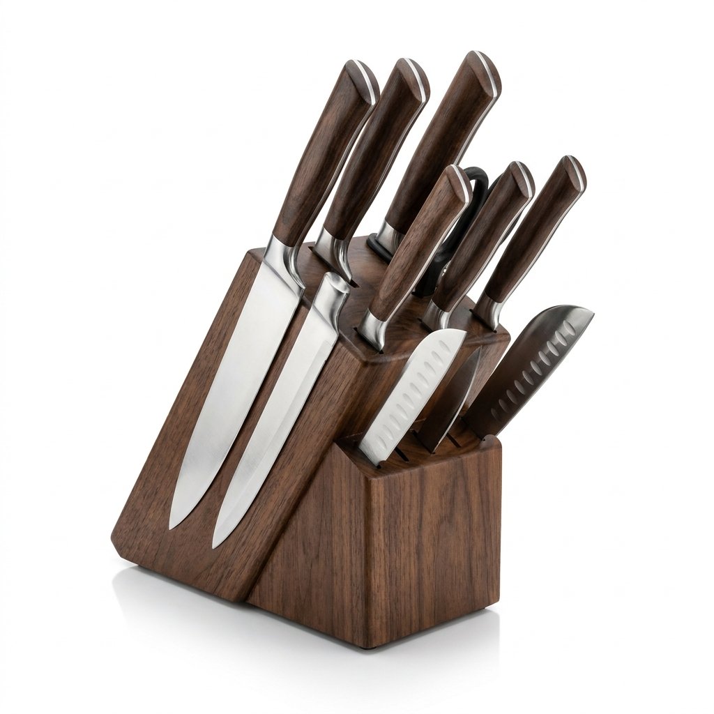 Luxury_kitchen_knife_set_block_202607291041 Stainless Steel Kitchen Knife Set with Wooden Block - Image 1