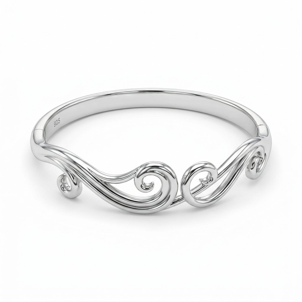 Sterling_silver_bangle_elegant_d…_202607291056 (2) 925 Sterling Silver Bangle with Leira - Image 1