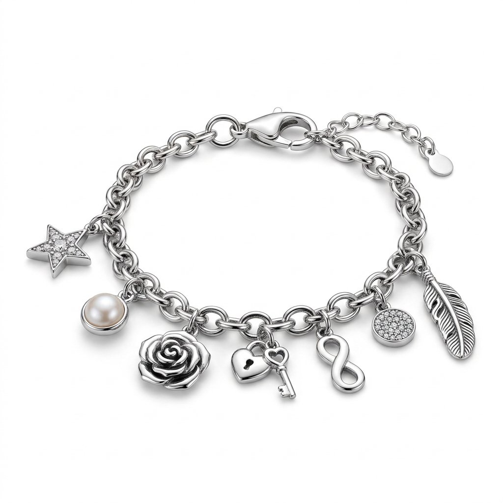 Sterling_silver_charm_bracelet_w…_202607291104 925 Sterling Silver Leira Charm Bracelet - Image 1